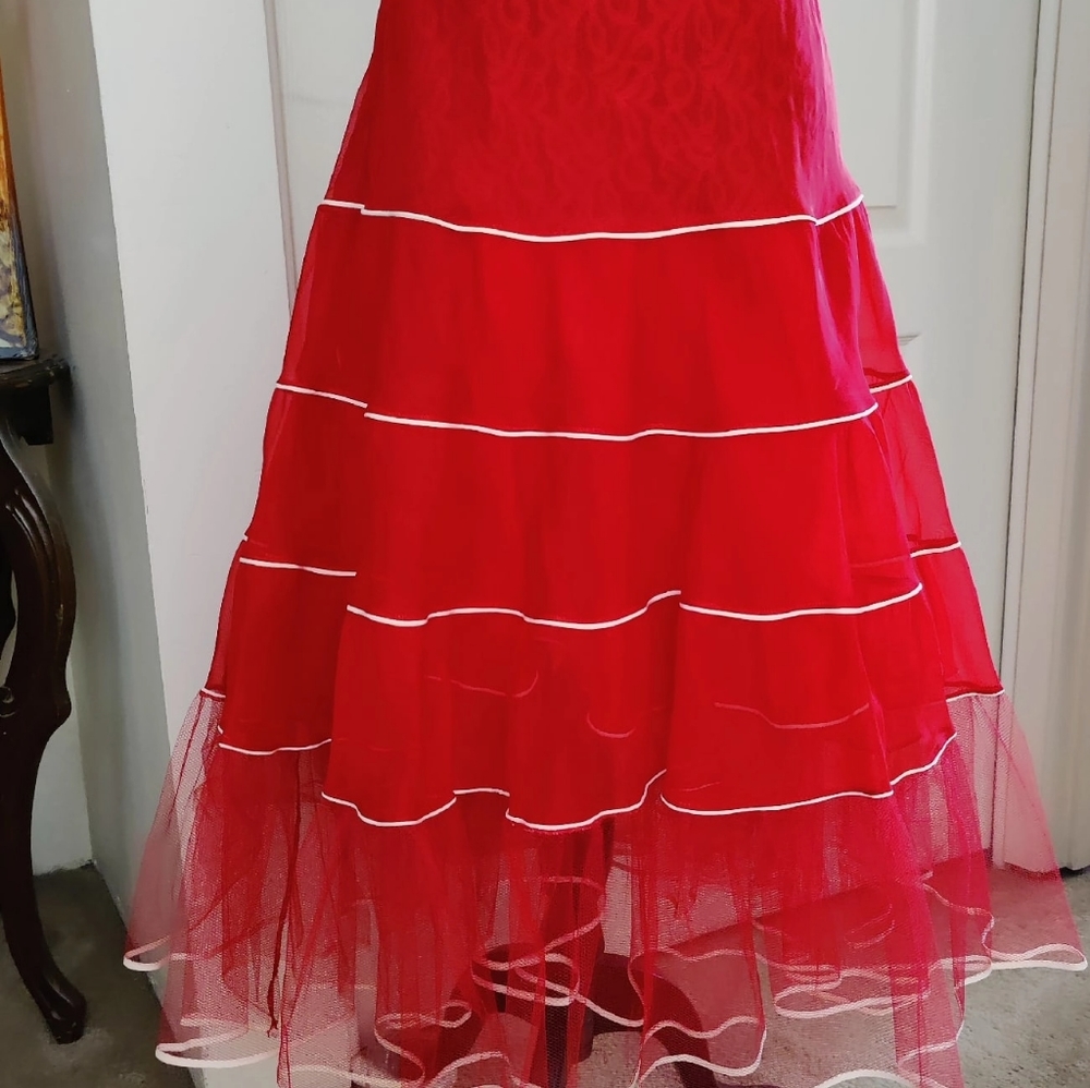 Vintage Authentic Petticoat Crinoline  Lady Red Vogue Creation Beauty Form 1950s